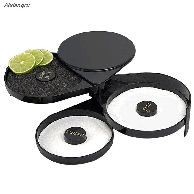 Three-Layer Plastic Salt Side Box, Salt Dipping Saucer Sugar Side Box, Juice Cocktail Seasoning Box, Kitchen Bar Counter Supplie