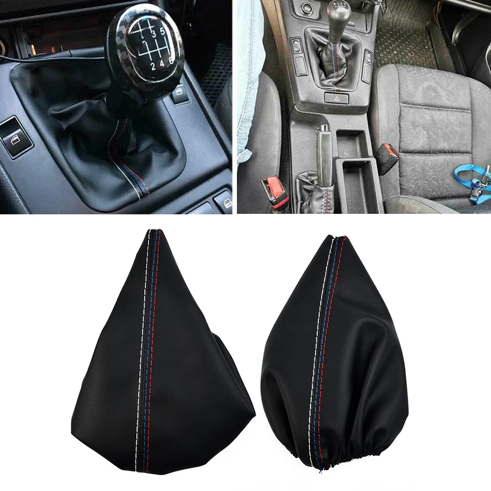 Universal PU Leather Car Gear Shift Collars Knob Handbrake Gaiter  Auto For BMW 3 Series E36 E46 Gear Shift Car Accessories