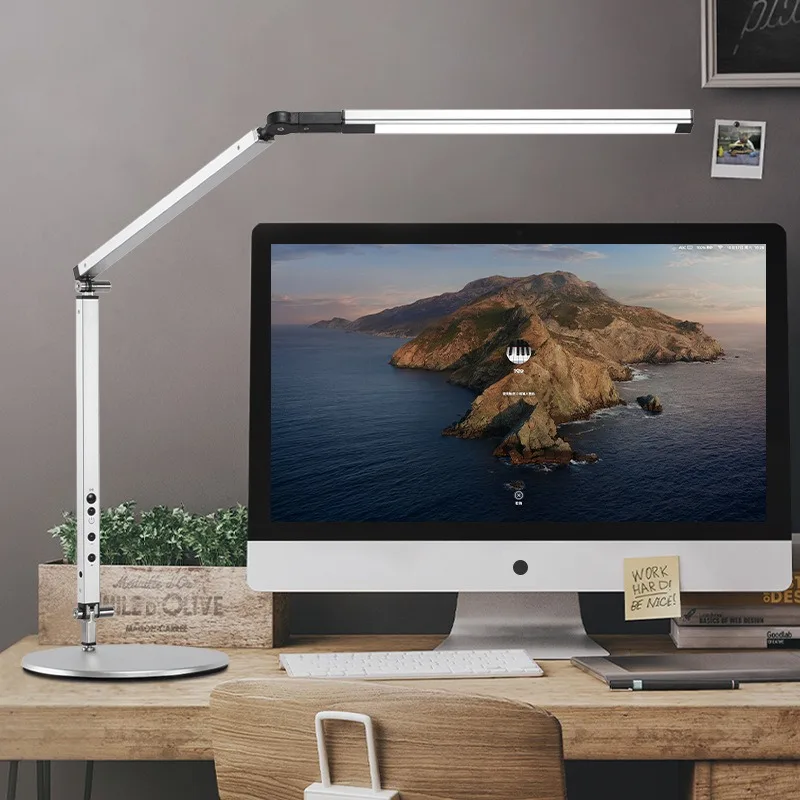 Minimalist Aluminium Long Arm Floor Lamp Rotating Foldable Adjustable Brightness Bedroom Office Eye Protection Study Table Light
