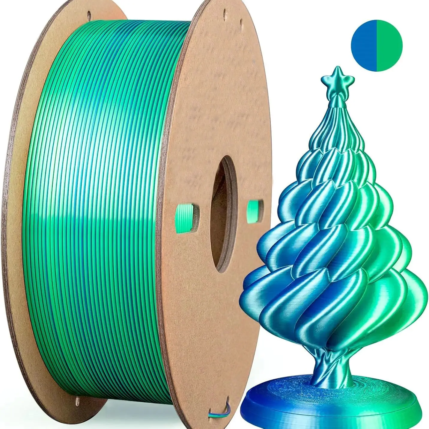 Multicolor 3D Printer Filament,Dual/Tri Color 1.75mm PLA Silk Shiny Printing Filament,250g(0.55lbs) Fit Most FDM 3D Printer