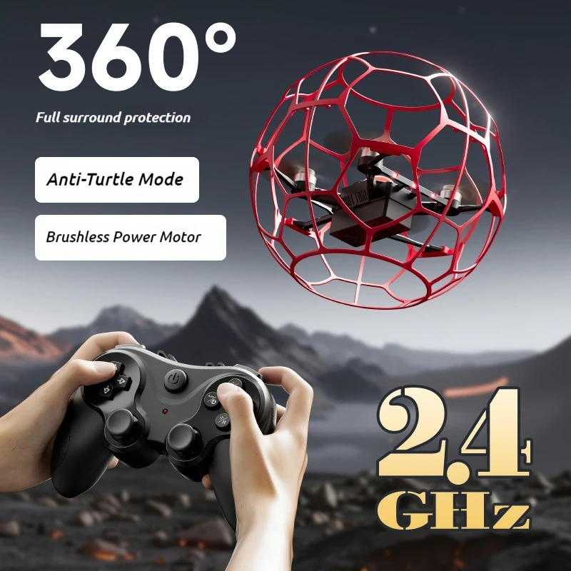 Drone de football RC FPV Quadcopter Drone spécifique à la compétition sans balais 360 °   Rouleau de mode anti-tortue à hauteur fixe FPV, cadeau pour enfants
