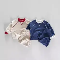 2024 Autumn New Baby Long Sleeve Clothes Set Infant Boys Solid Versatile Sweatshirt Suit Girls Casual Sports Set Kids Outfits