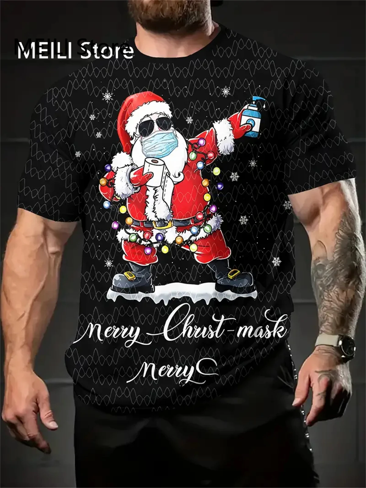 

Men's Christmas T-Shirt 3D Pattern Printed Short Sleeve Santa Claus Print Pullover Holiday Party Clothing Loose Breathable Tees