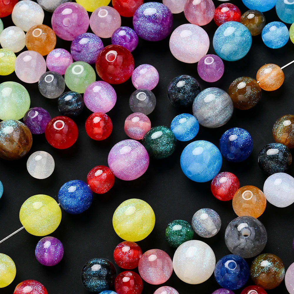Resin Art Necklace - Mixed Glitter Resin Round Beads 8/10/12mm