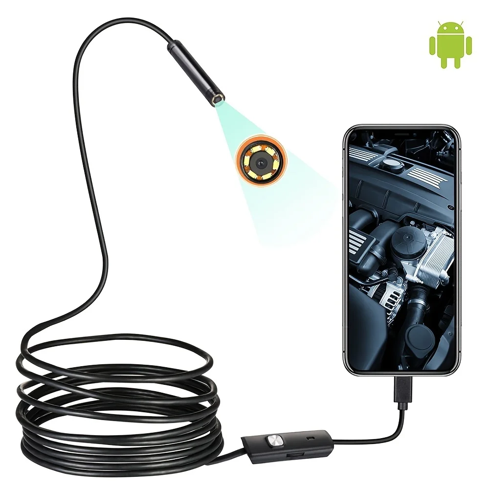 Caméra endoscopique automobile à lentille unique pour smartphones, mini inspection Android, endoscope de type C