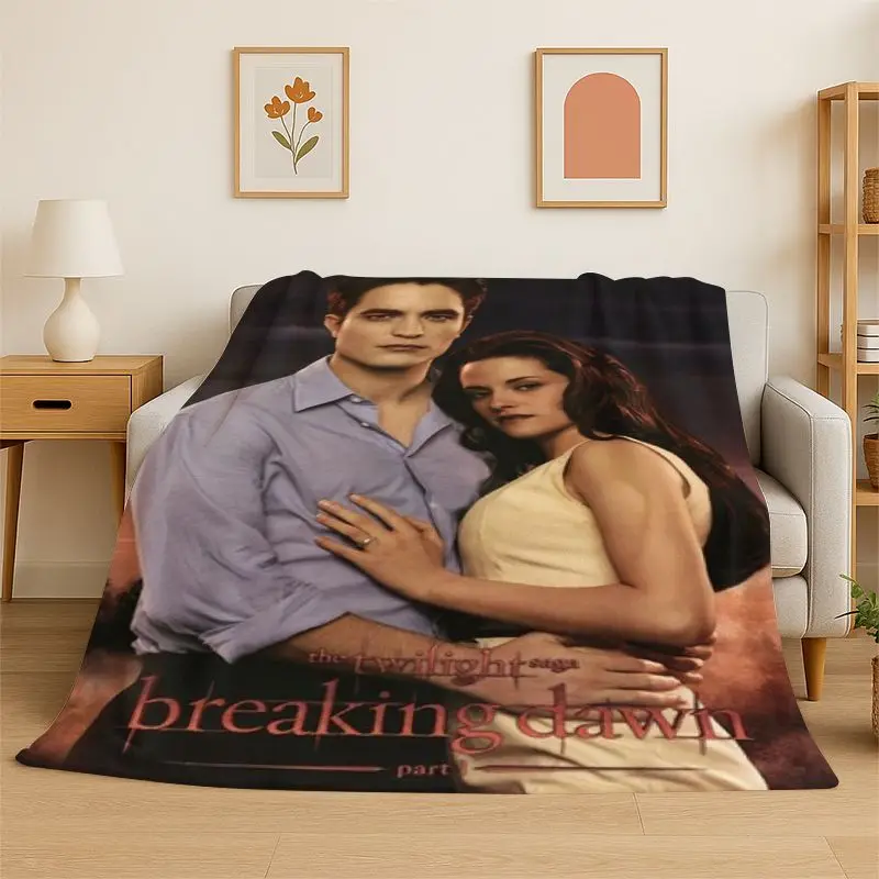 Classic Twilight Saga Edward Bella Flannel Blanket Soft Warm Throw Blanket for Bedroom Living Room Bed Travel Camping Picnic