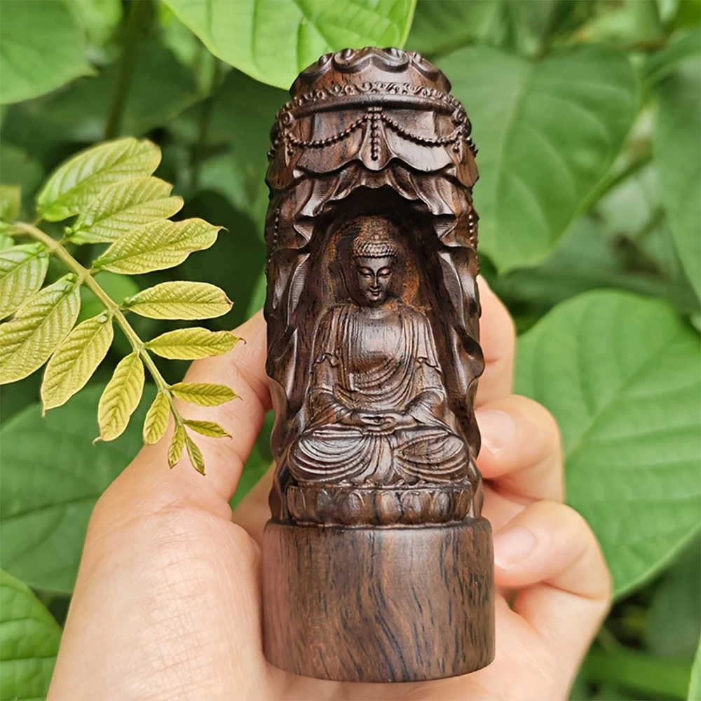 Hand-Carved Wooden Buddha Statue Ornament, Chinese Style, Meditation Theme, Suitable for Home Decoration, Christmas Decorations, Bedroom, Fireplace, Tabletop Decorations, Housewarming Gift, New Year Gift