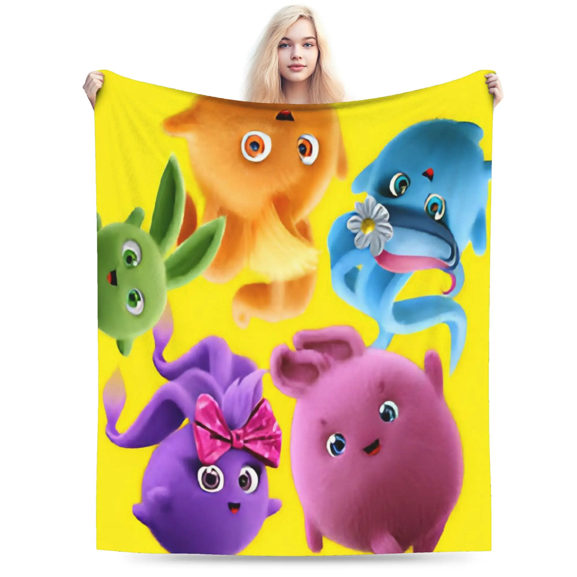 Sunnys Bunnies cartoon Blankets Fleece  Cozy Lightweight Thin Throw Blanket for Sofa Plush Thin Quilt