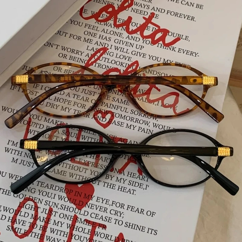 1/2pcs Y2K Spice Narrow Frame Anti-blue Plain Glasses Retro Leopard Small Frame Oval Women Glasses Computer Protection Glasses