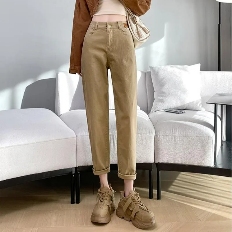 

Джинсы 2024, осенние длинные брюки-шаровары, женские эластичные брюки, свободные повседневные женские базовые брюки