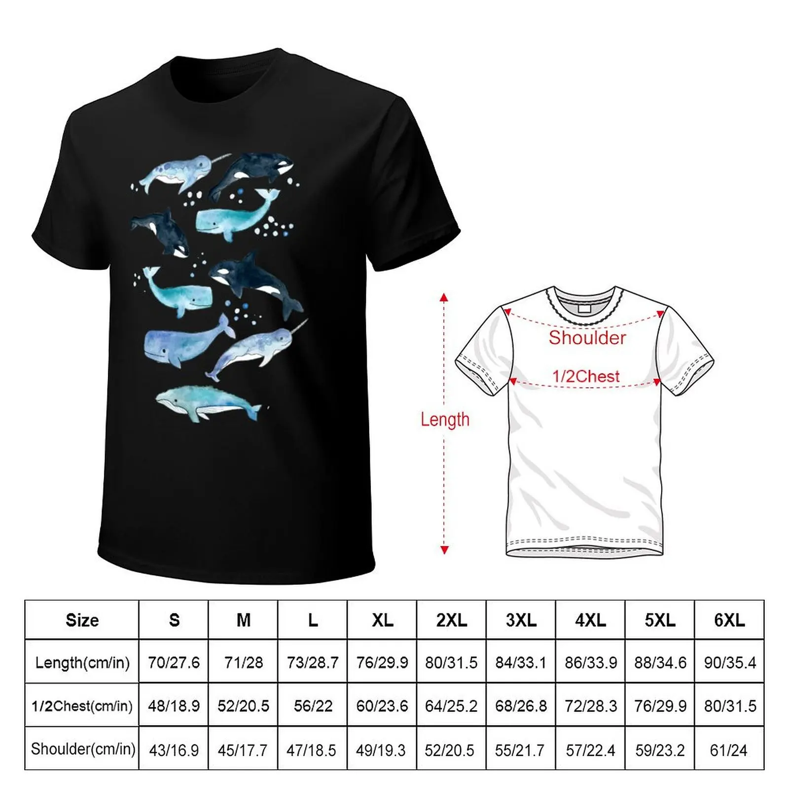 Whales, Orcas & Narwhals T-Shirt Big and Tall Solid Color T-Shirt
