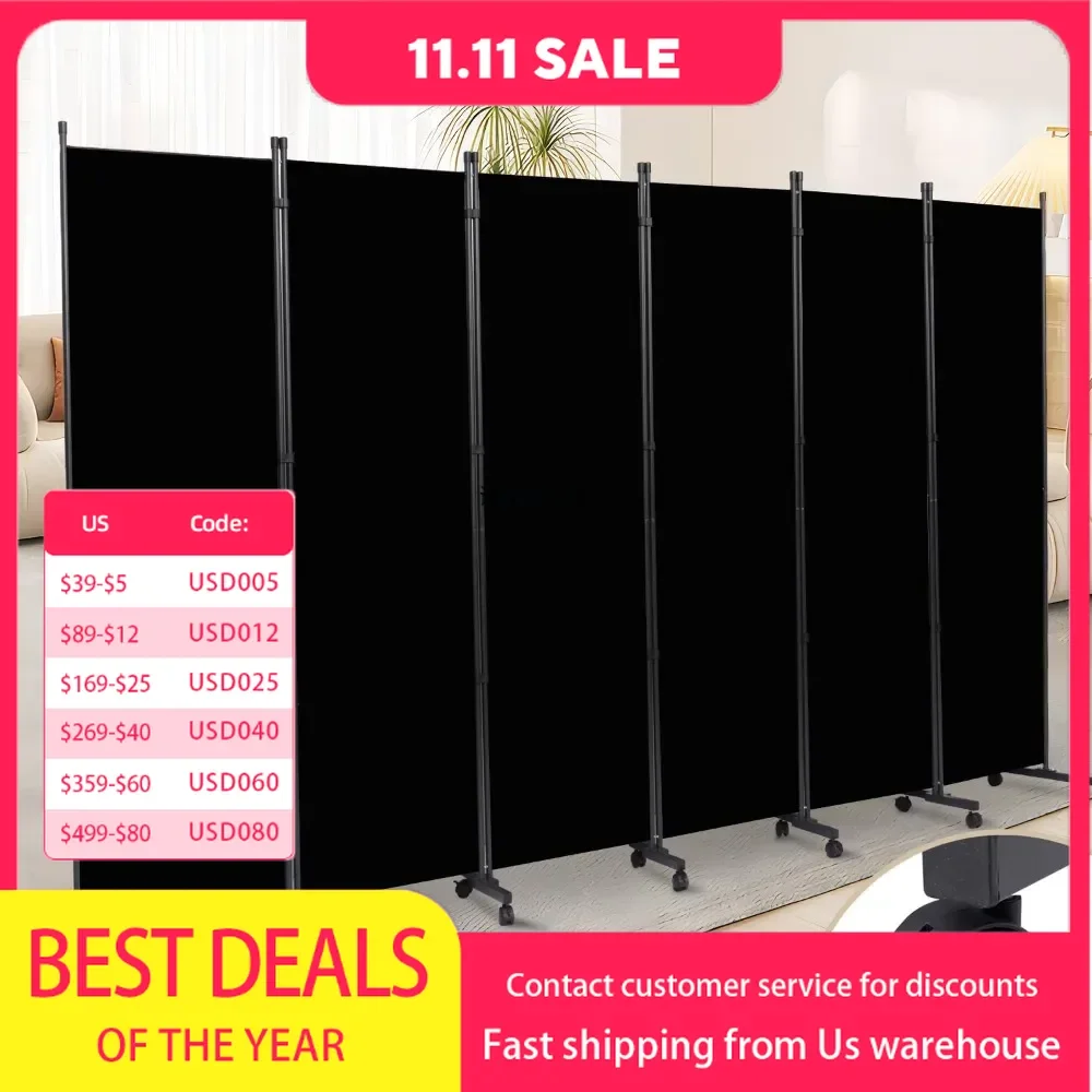 Room Divider 6 Panels, Fabric Room Divider Panels for Office Partitions & Partitions, Portable Partition Wall Partitions