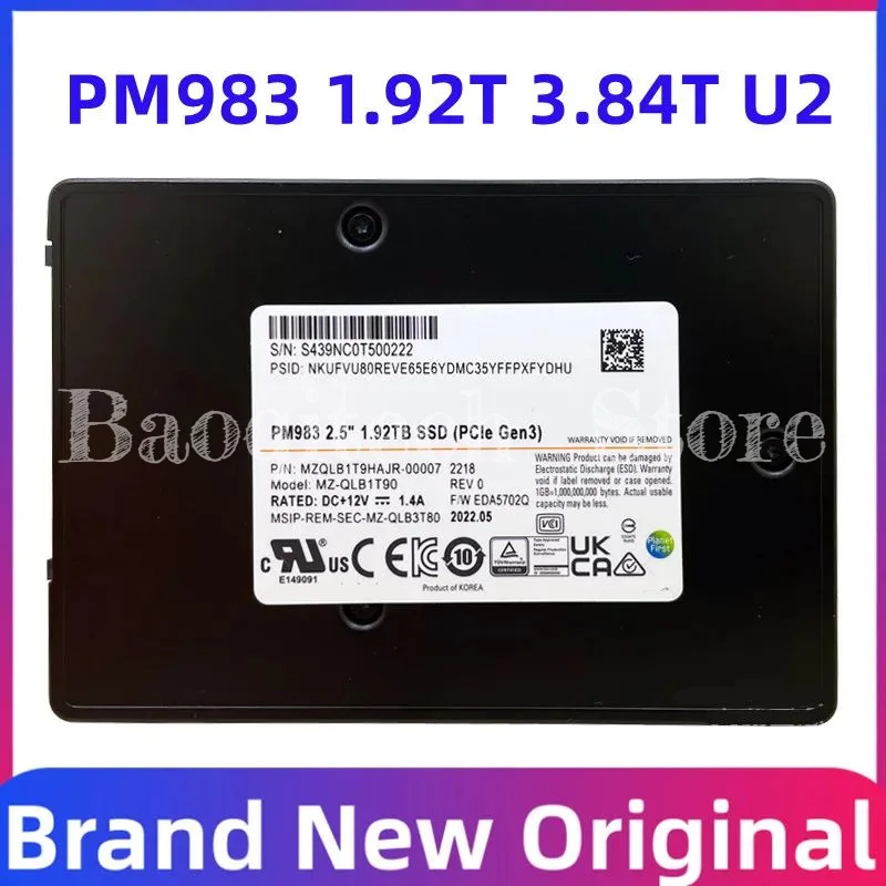 New PM983 1.92T 3.84T U2 Solid State Drive Enterprise Server NVME SSD Supports For Samsung  Laptop Desktops