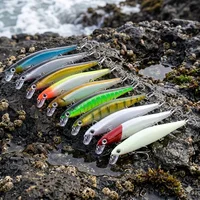 10 unidades de señuelos Minnow suspendidos de 11 cm y 13 g, Jerkbait láser de lanzamiento largo, Wobbler artificial con ojos 3D para pesca de lubina, lucio y lucioperca