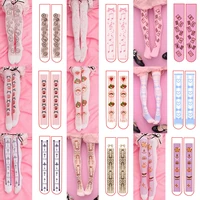 Medias de terciopelo Lolita para mujer, dulce princesa por encima de la rodilla, Cospaly Alice, chica japonesa, estampado de lazo de amor, medias de seda rosa hasta el muslo