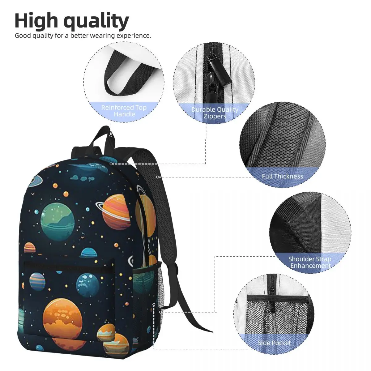 Solar System Space Planets Universe Backpack Student BookBag Kids School Bag Computer Shoulder Bags for Men Women