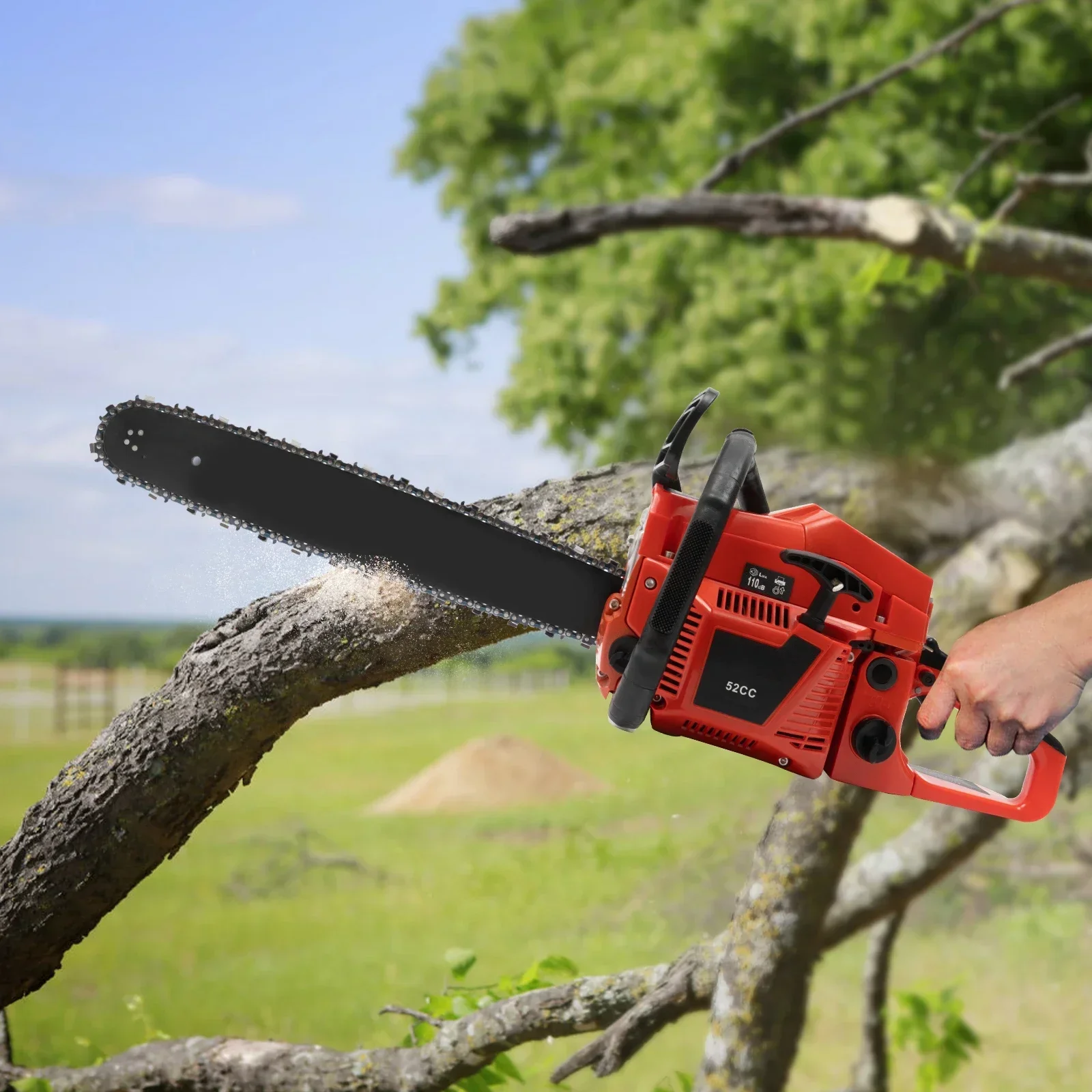 2-Stroke 2.2KW Air-Cooled Chain Saw Gas Power, Gasoline Handheld Petrol Chain Saws for Forest Harvesting Cutting Wood Pruning