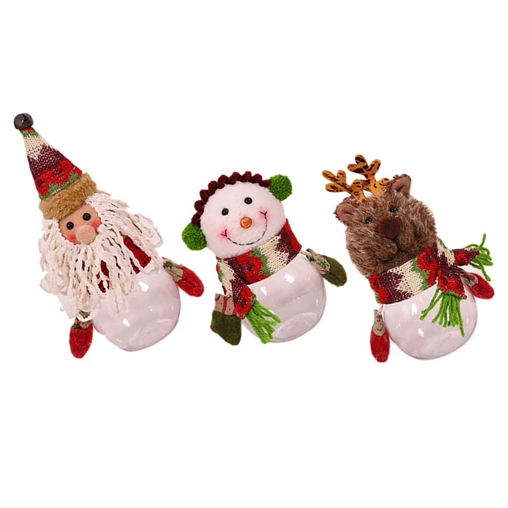 

3 Pcs Simulated Old Christmas Decoration Plastic Sweet Jars Bottle Clear Cute with Lids Decorations