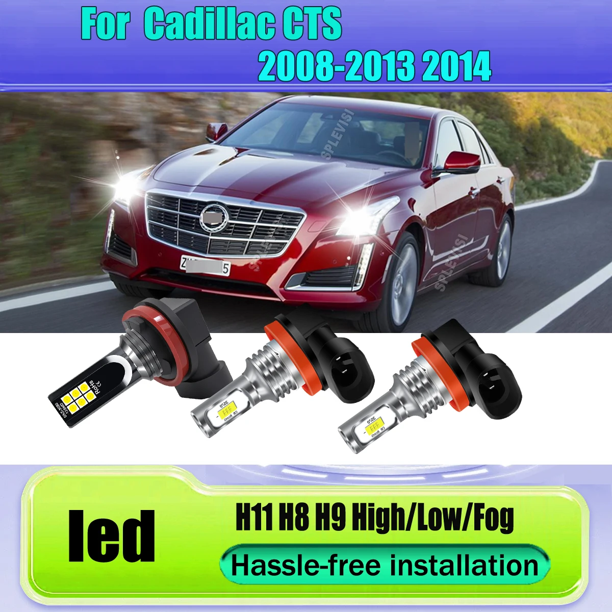 Shockproof & Waterproof LED Headlight High Low Beam Foglight Eco-Friendly For Cadillac CTS 2008 2009 2010 2011 2012 2013 2014