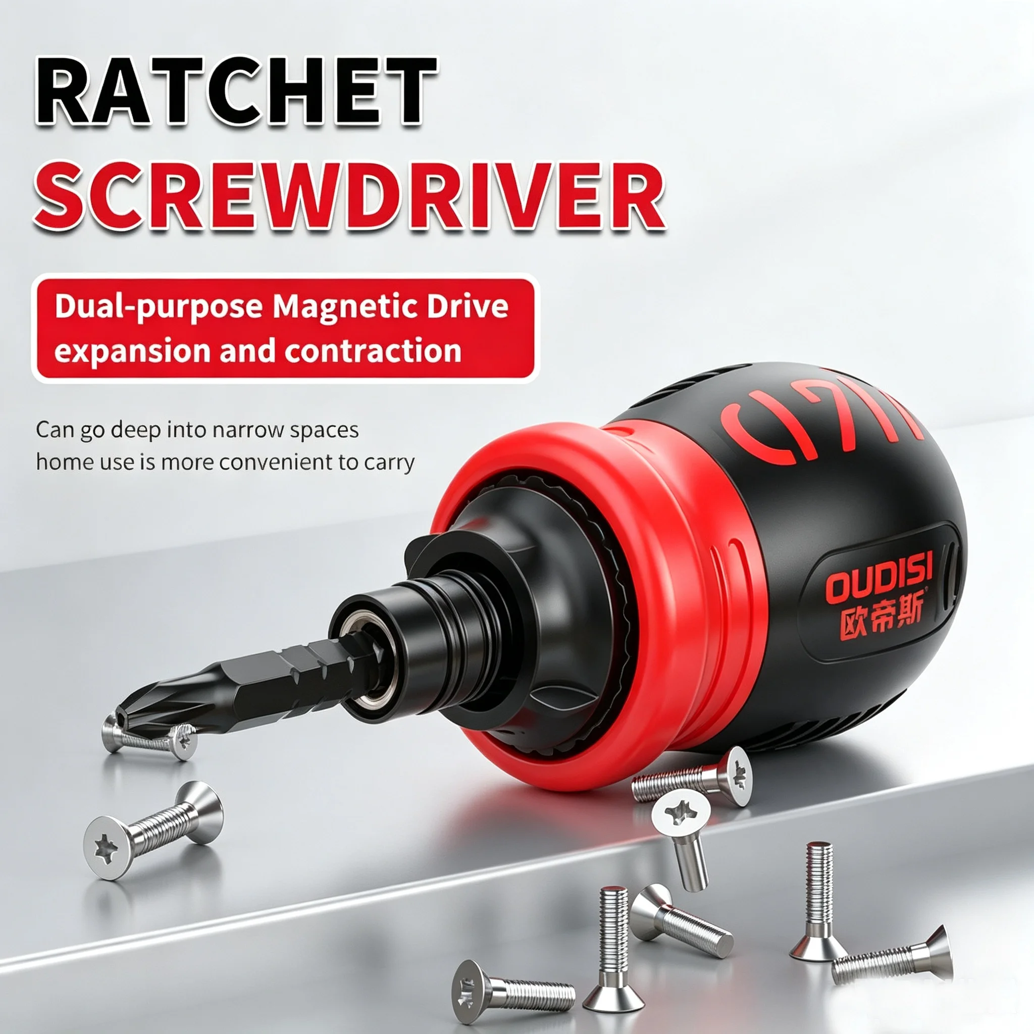 13 In 1 Magnetic Ratchet Screwdriver Set Telescopic Labor Saving Handle Phillips Slotted Tip Design Lightweight Mini Hand Tool