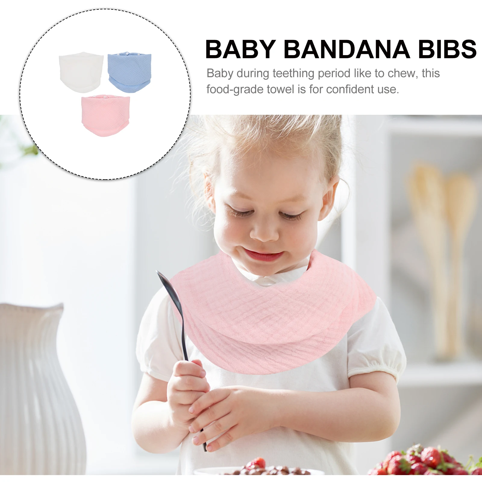 

3pcs Baby Bandana Bibs Food Grade Cotton Yarn Comfortable Newborn Saliva Wipes Neck Protector Mealtime Clothing Dry Keep Clean