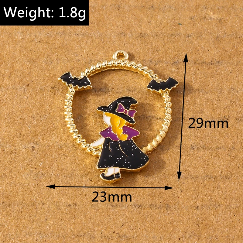 10 stücke 23x29mm niedlichen Emaille Halloween Kürbis Hexe Charms Anhänger für Schmuck Herstellung Ohrringe Halskette DIY Zubehör liefert