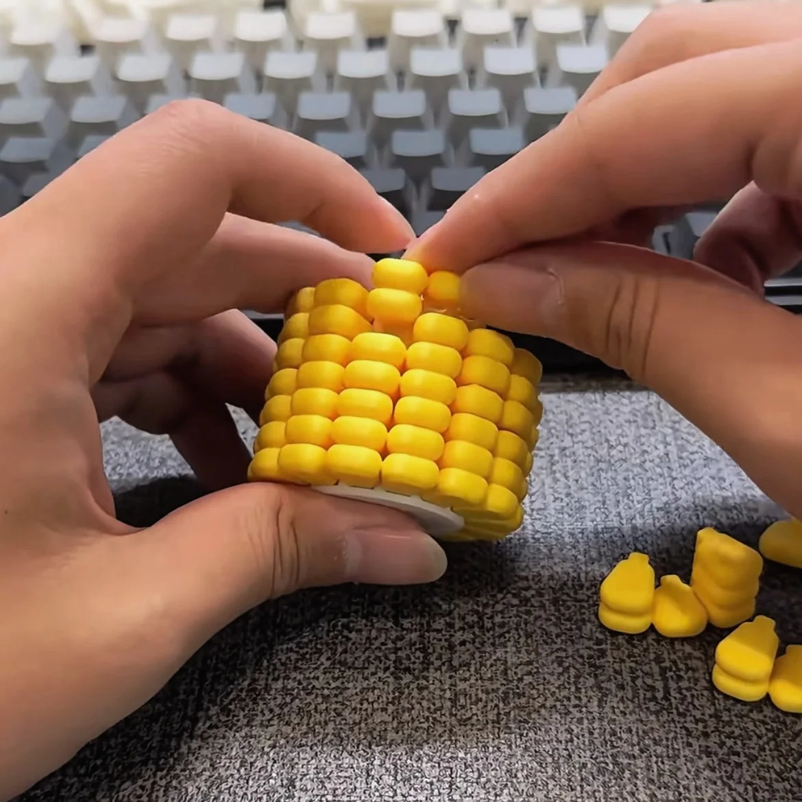 3D Printed Corn Fun Magic Cube Tetris Jigsaw Puzzle Toys Creative Stress Relief Unlock Brain Burning Teaser Desktop Novelty Gift