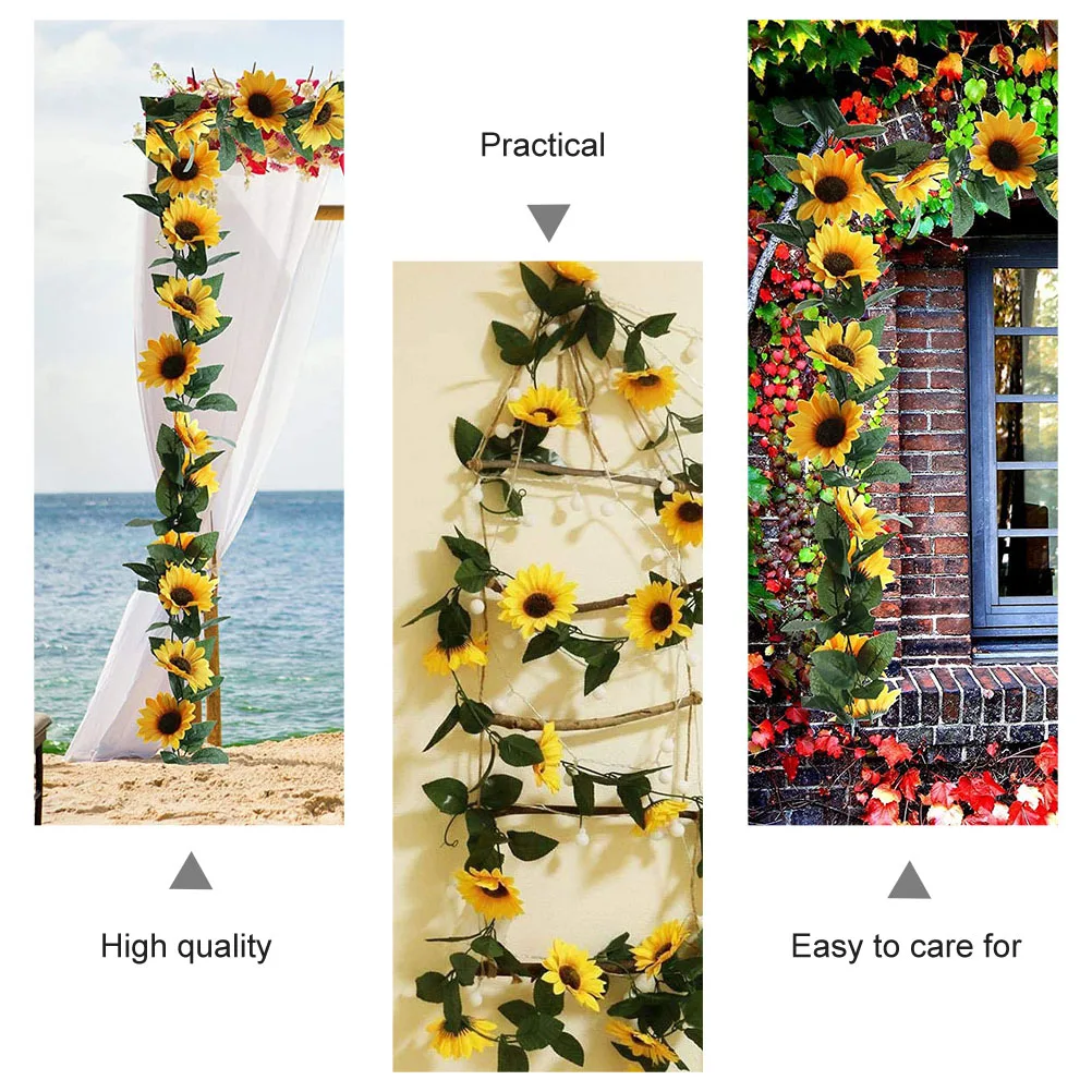 

2pcs Artificial Sunflower Vines Premium Fake Vine Decor Flexible Twining Home Garden Bar Restaurant Decorative Simulation