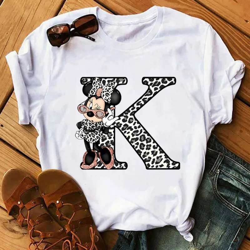 26 Letter Printed Women T-shirts Disney 2023 New Tops Casual Tee Summer Short Sleeve Graphic Female T Shirt for Women Clothing