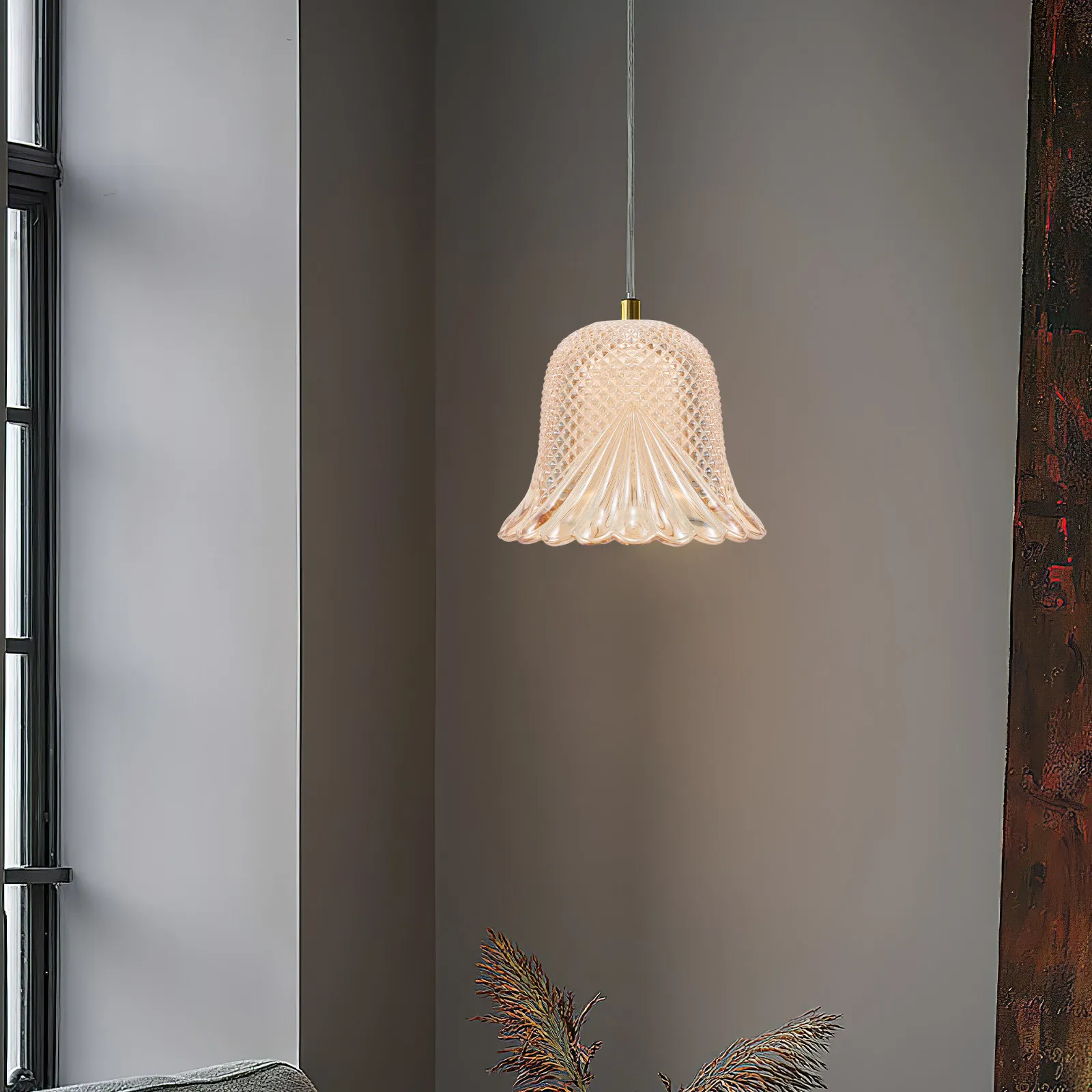 Glass Lampshade Replacement E14 Pendant Lamp Flower Shape 3.5cm Ceiling Light Cover Glass Chandelier Lampshade