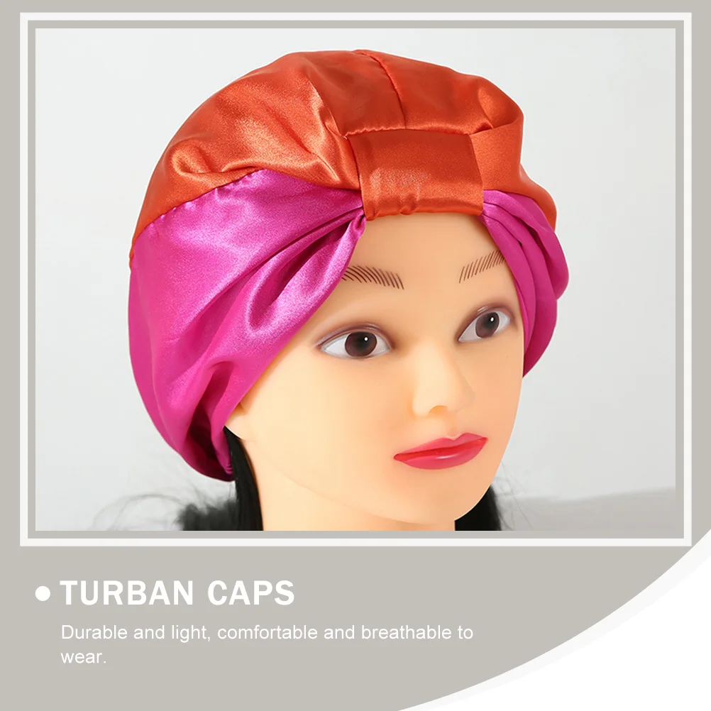 

2Pcs Silk Double Color Comfortable Breathable Elastic Soft Hair Accessories Practical Turban Woman Caps Headdress
