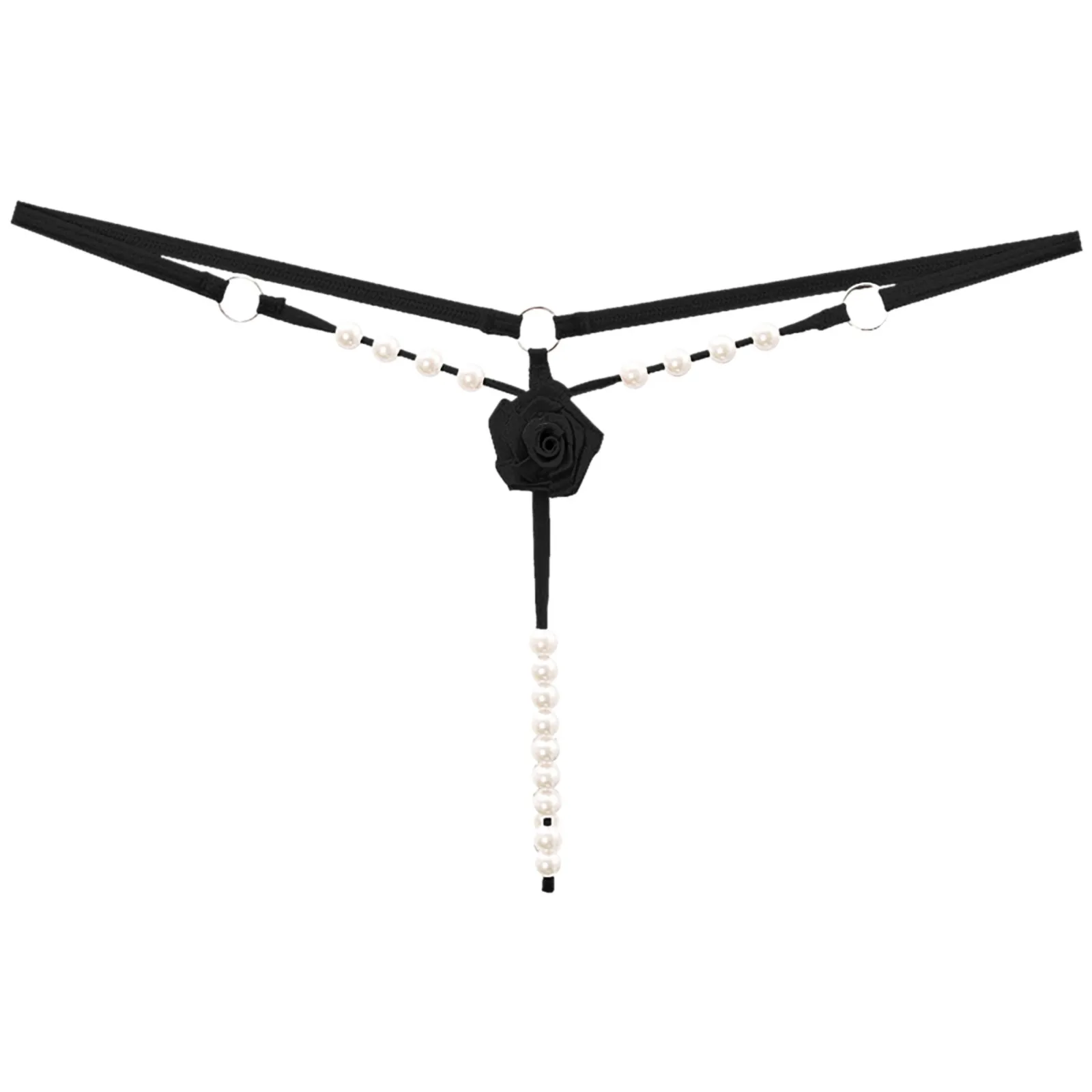 السيدات المنشعب افتتاح مثير سراويل الديكور الجوف خارج سيور النساء اللؤلؤ منخفضة الخصر المطرزة سيور مثير الملابس الداخلية #5