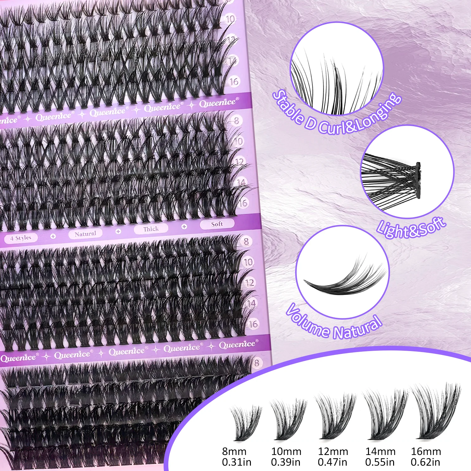 DIY 속눈썹 연장 키트 클러스터 개별 속눈썹 키트 9-16mm 본드 및 씰, 핀셋 및 브러시 포함