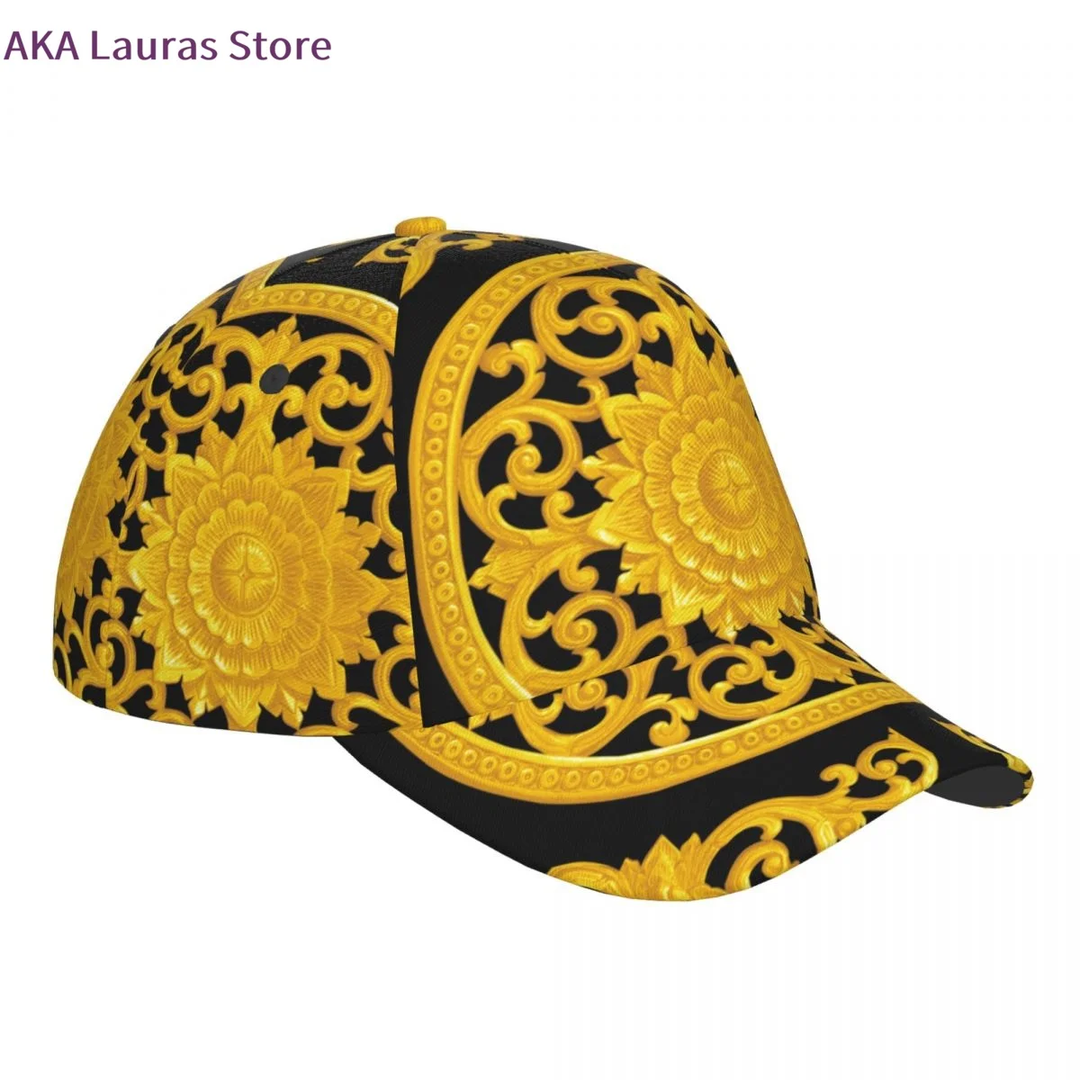 Golf hat men Baseball Cap Sports Gold Flower Baroque Casual Snapback Hat Fashion Outdoor Hip Hop Hats For Men Women Unisex