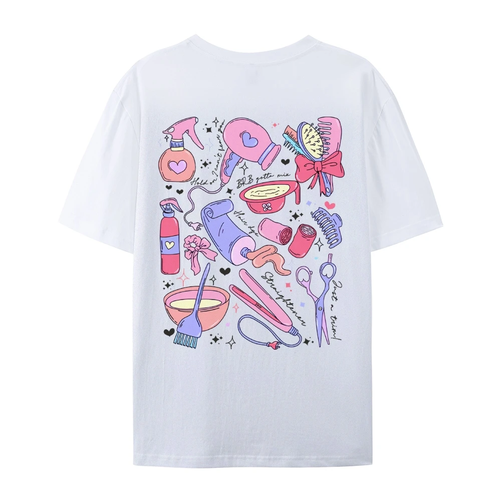 Sweetheart Girly Style Cute Ladies Cotton T-Shirt Loose Large Size Comfortable Short Sleeve Summer 2024 Simple Fashion Top
