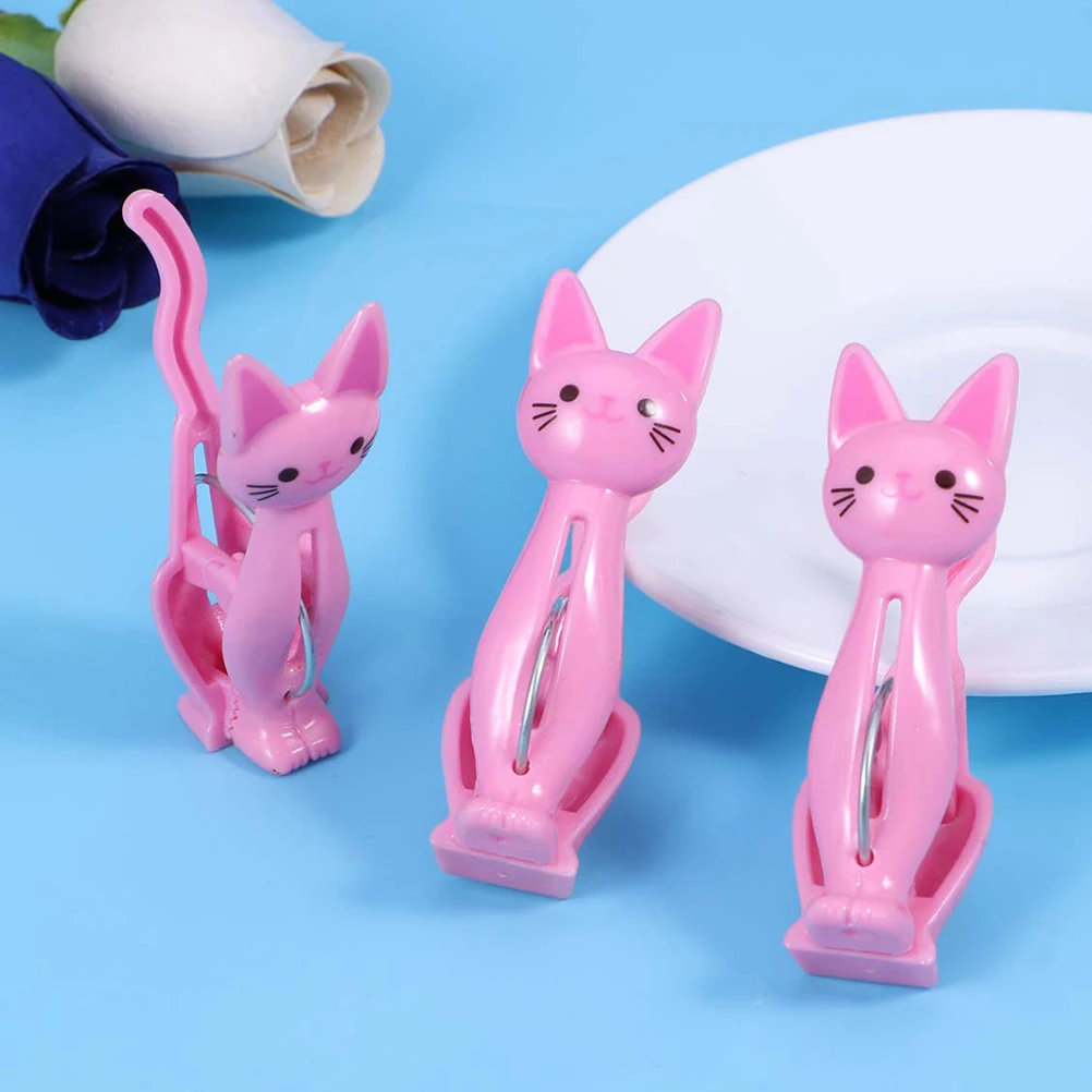 

8pcs Clothes Clips Cat Shape Beach Towel Clamps Windproof Laundry Drying Clamps for Clothes Sheets Quilts Light Weight Long
