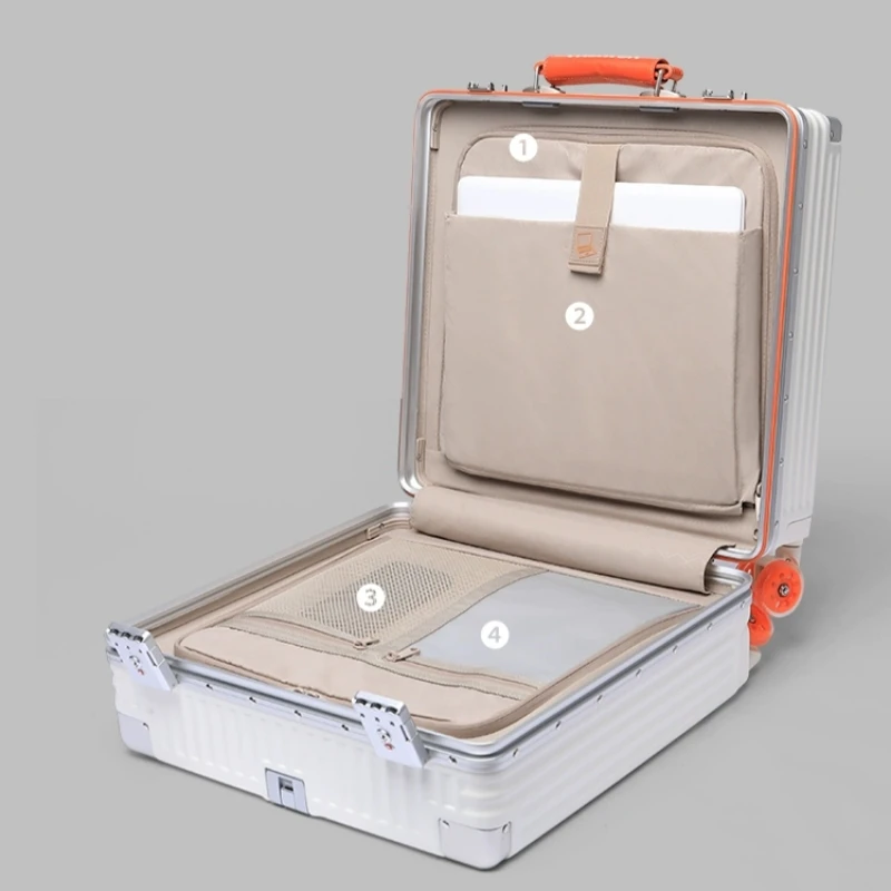 18inch Carry-on Suitcase with Colorful Spinner Wheels Aluminum Frame Travel Boarding Rolling Luggage High Quality PC Material