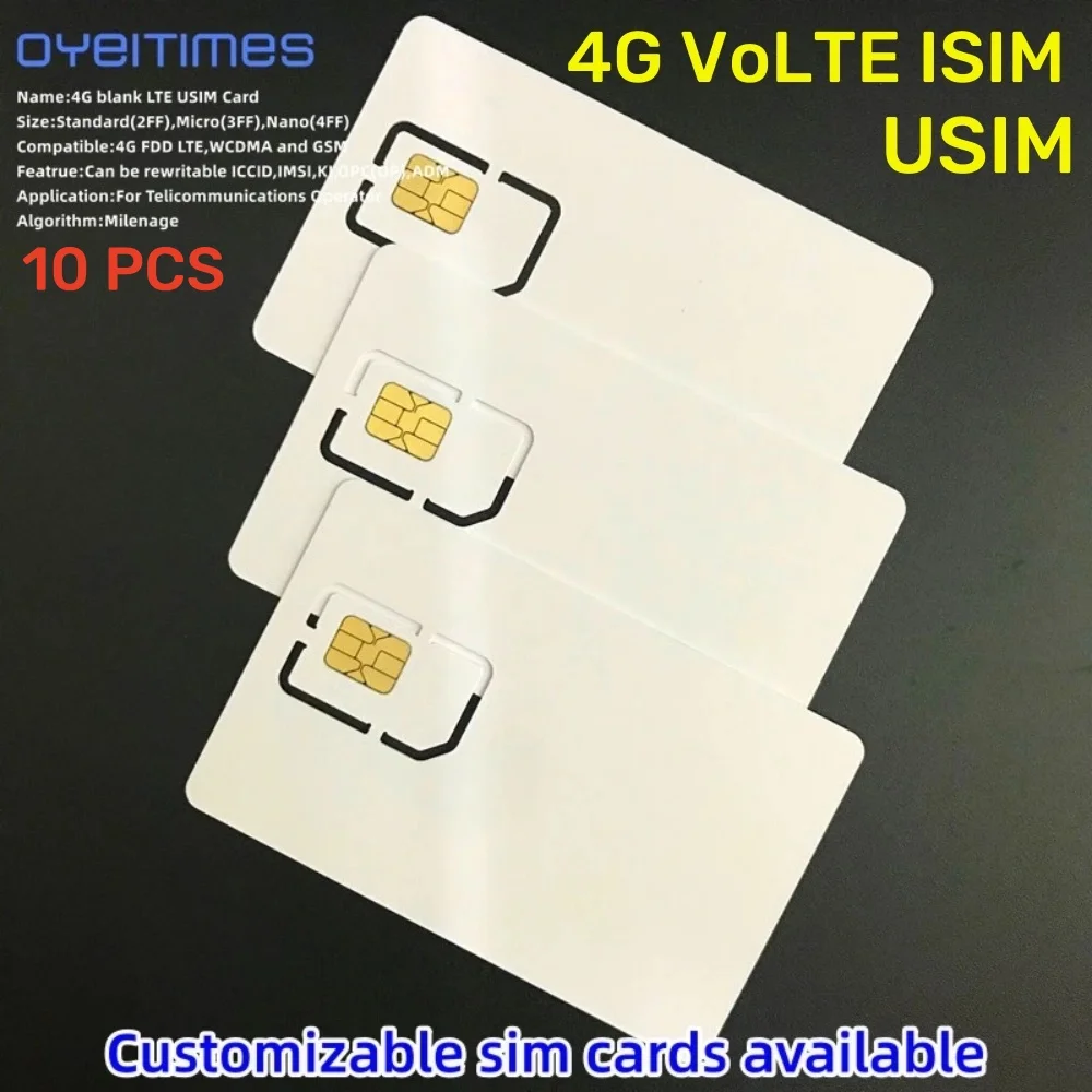 OYEITIMES Blank 4G VoLTE Program SIM Card ISIM USIM Card 128k LTE Programmable USIM Card ICCID IMSL ADM KI OPC OP With Milemage