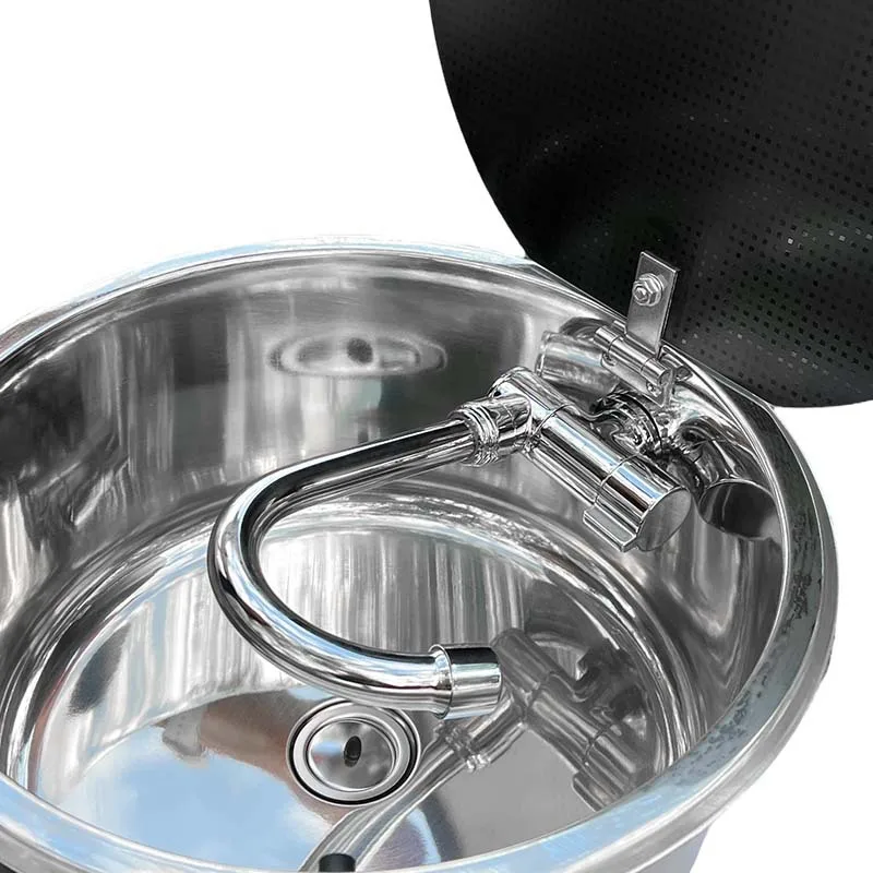 RV بالوعة دائرية مع غطاء المطبخ للطي غطاء الوجه فتحة واحدة 304 الفولاذ المقاوم للصدأ بالوعة دائرية يخت حوض الفولاذ المقاوم للصدأ