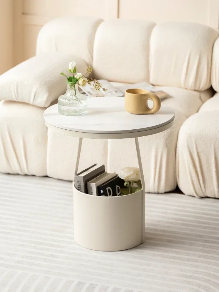 

Light Luxury Modern Stone Plate Corner Table Living Room and Bedside Side Cabinet round Table Small Coffee Table