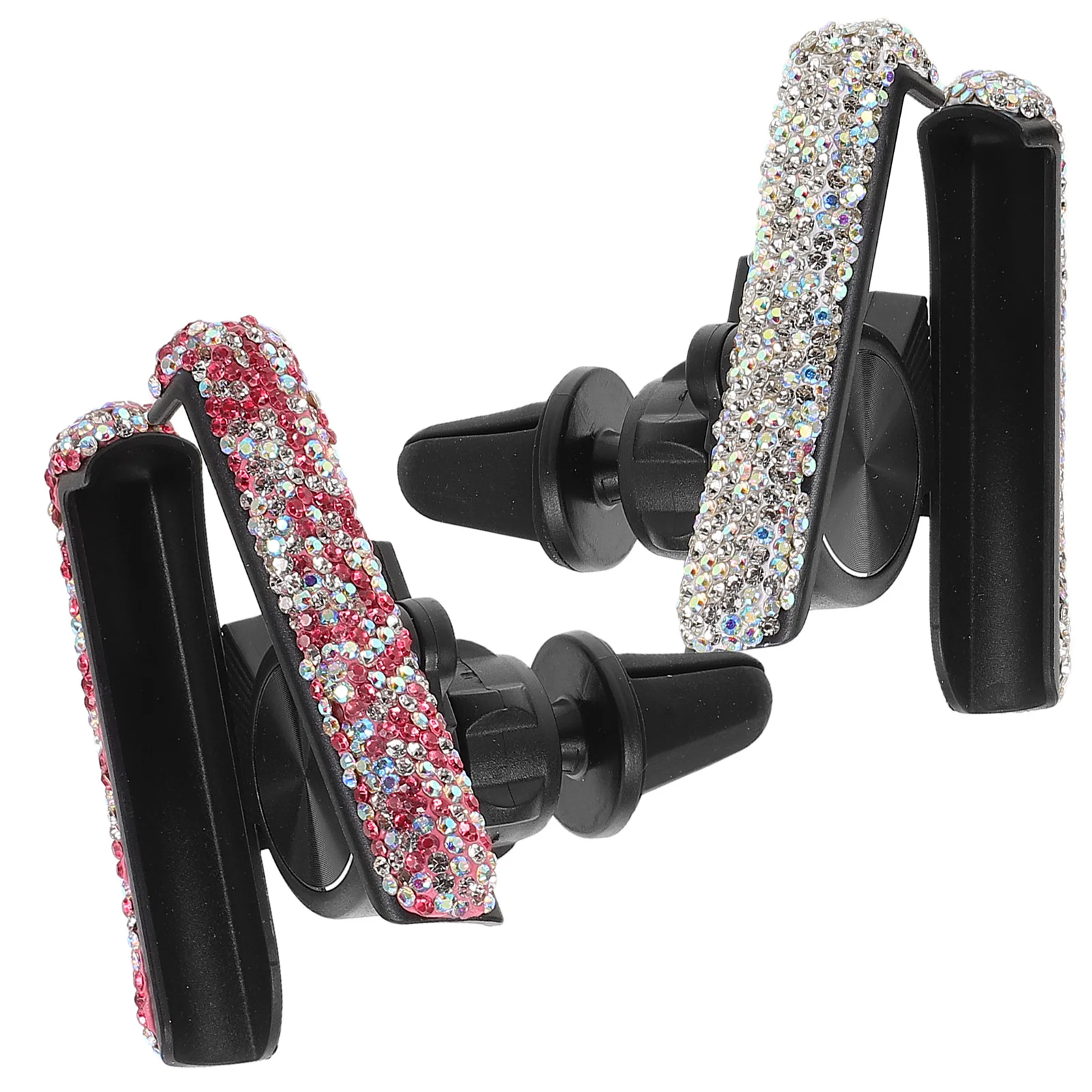 

2pcs Car Holder Vent Mount: Universal Mobile Phone Bracket Hands-Free Navigation Sparkly Rhinestone Decorative Car Air Vent