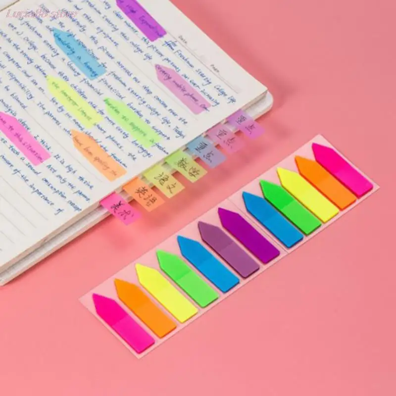 100 Vel Arrow Vorm Vlaggen Tabs Sticky Notes Index Sticker Memo Pad Key Punten Label Bookmark Levert Briefpapier