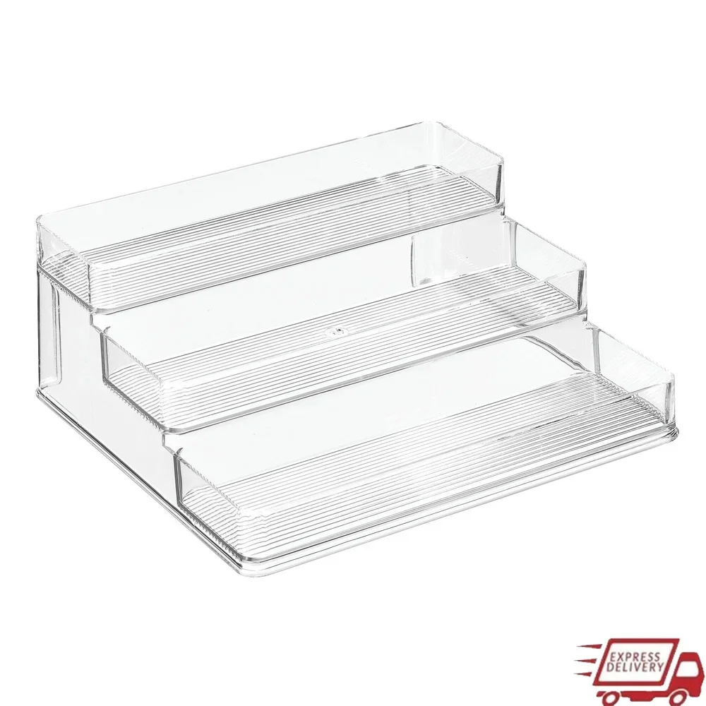 

BPA-Free Plastic 3-Tier Spice Rack Kitchen Organizer Adjustable Shelf Spices Condiments Crafts Office Storage Easy Access