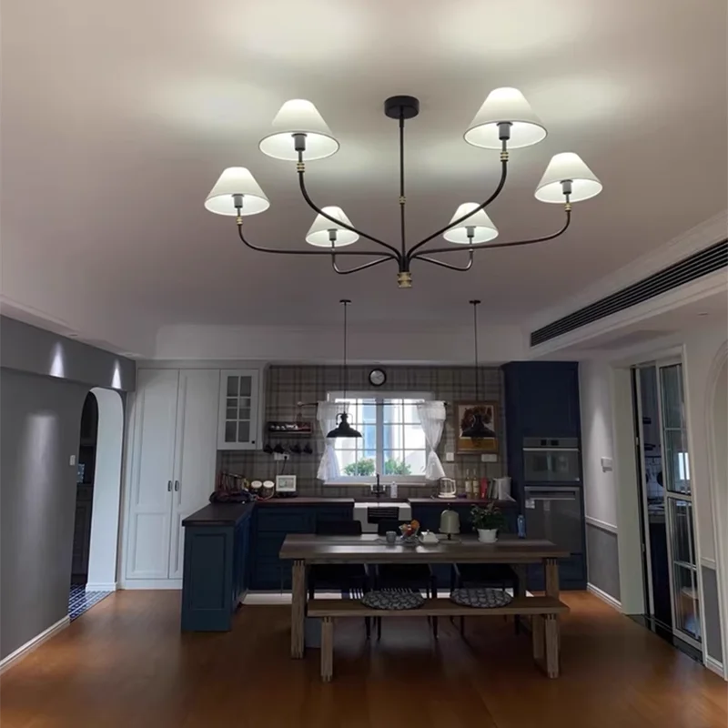 Mid century chandelier Minimalist wrought iron Light designer black amd gold lights Country Hall Bedroom dining room lighting