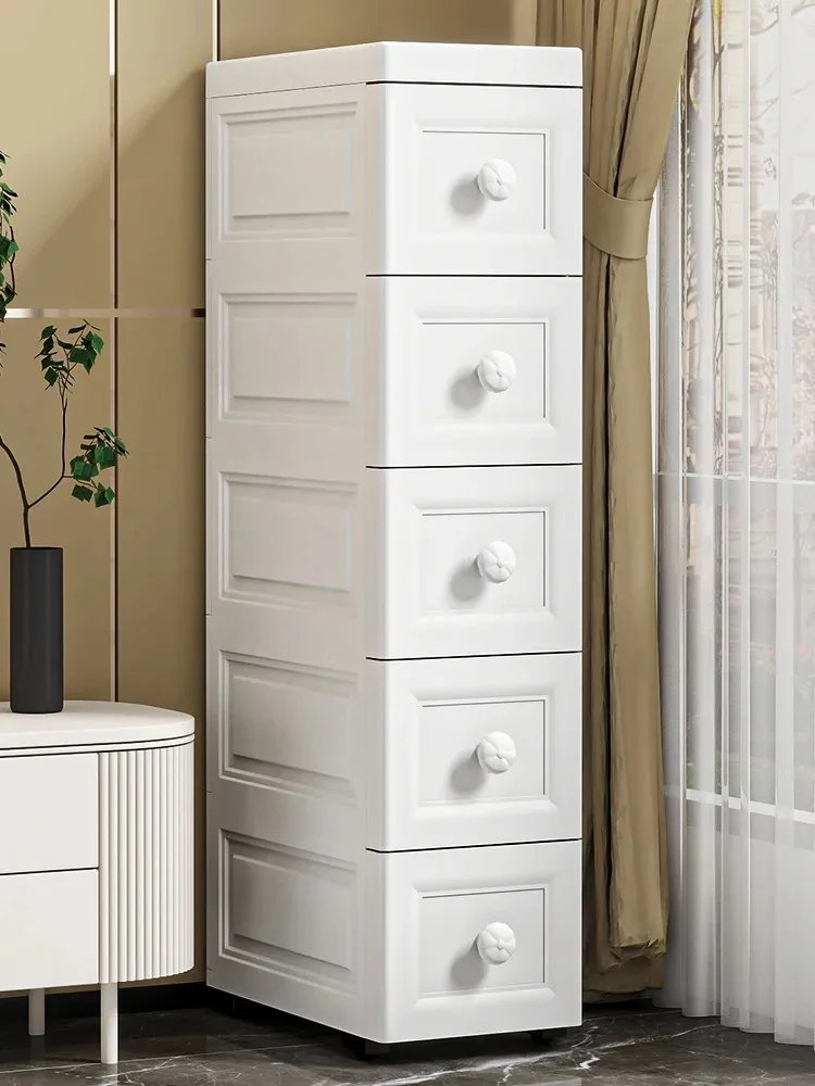 Narrow Storage Box for Kitchen Batoom Organizer Slim storage bin Home utility Closet elf PP Material Versatile Use