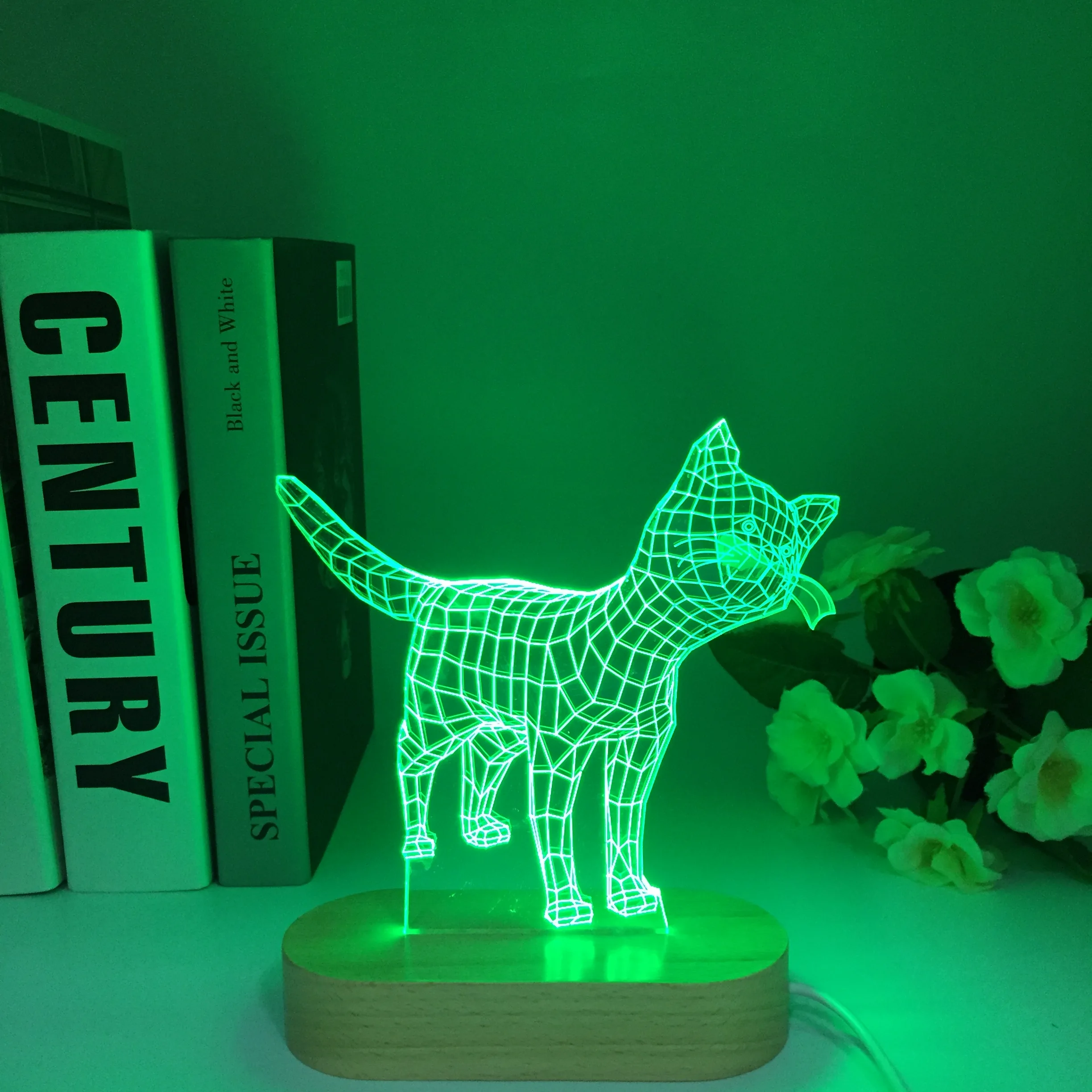 

Wooden Remote 3D Acrylic Led Night Light Little Cat Figure Nightlight for Kid Child Sleep Lights Gift for Home Decor Table Lamp