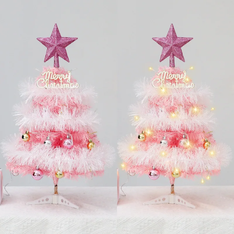 

45/60cm Christmas Tree Ornament Artificial Simulated Pink Tree Figurine Exquisite Pink Xmas Tree Merry Christmas Party Decors