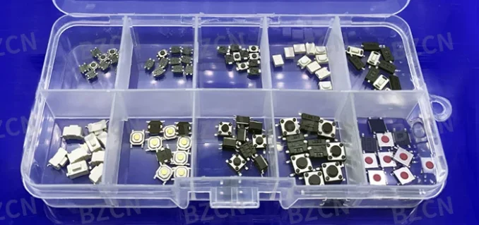 1Box 10 Values*25pcs=250pcs 5mm/4*4*0.8mm 1.5mm/6*6*3.1MM Assortment Button Touch Switch Kit  3*4*2mm 2.5mm 4.3mm/ 3*6*2.5mm