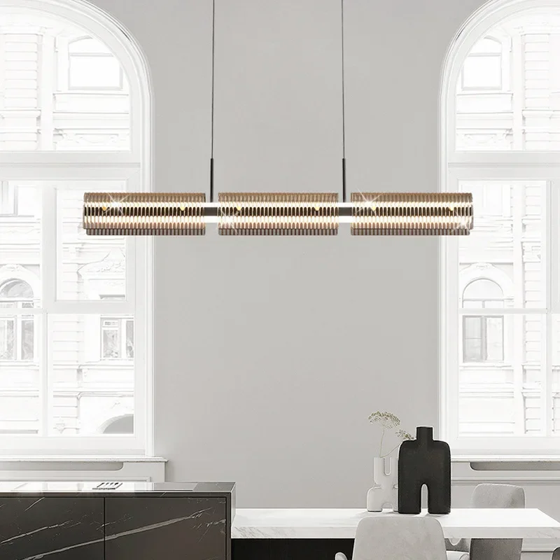 Italian minimalist light luxury restaurant bar chandelier modern minimalist designer hotel company front desk strip light