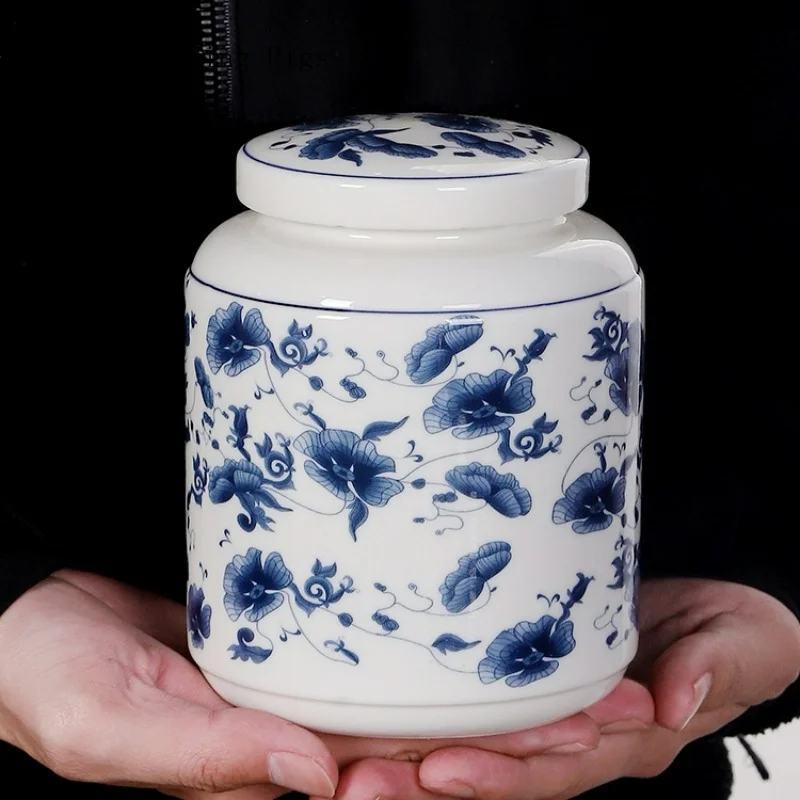 

Chinese Blue and white Honey Sugar Powder Tea Storage Household Sealed Cans tea container pickle jar tea caddy Storage